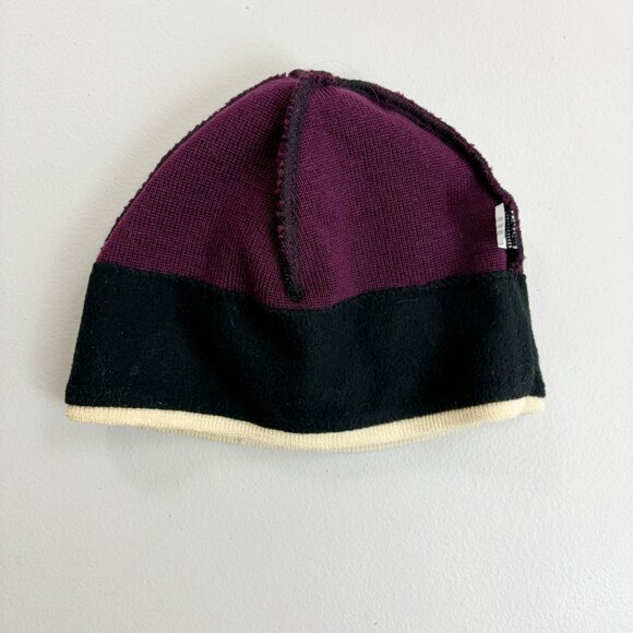 JYTTE Wool Knit Winter Beanie Cap Snow Hat Maroon Purple Stripe Fleece Band - Picture 7 of 11